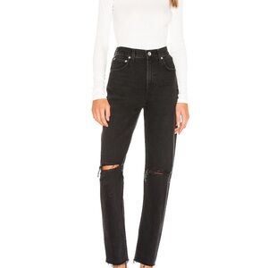 Agolde Cherie distressed jeans in extortion (washed black)